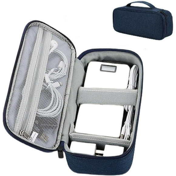 shiyou-SA-U Portable Electronics Organizer Travel Case - Cable, Charger, and Cords Carrying Pouch for Power Bank, Hard Drive, and Tech Accessories - Compact Travel Tech Bag. (Blue, Large)