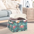thumbnail image 3 of Yayeee Collapsible Cube Storage Bin with Lid Fabric Closet Decorative Basket with Handles, Art Water Lilies Pattern, 3 of 7