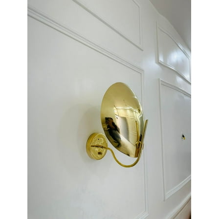 1 Light Curved Brass Shade Handmade Vintage Modern Brass Mid Century Wall Scone Light Fixture