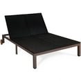 thumbnail image 6 of Patiojoy 2-Person Patio Rattan Recliner Chair Chaise Lounge Daybed with Wheels & Cushion Turquoise, 6 of 7