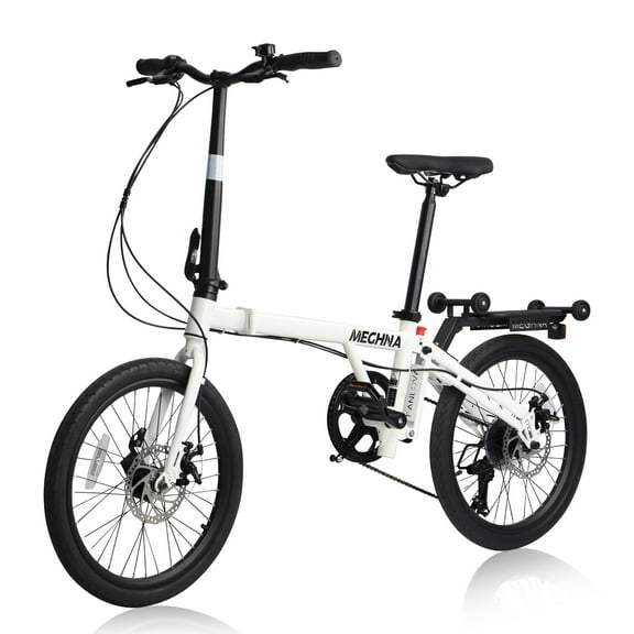 Zukka 20" Folding Bike for Adults,Shimano 7-Speed Lightweight City Commuter Bicycle,White