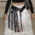 thumbnail image 3 of Cinturones góticos punk para mujer, borlas largas, remaches de moda, cinturón negro ancho, hebilla redonda, cuero sintético, accesorios decorativos para la cintura., 3 of 6