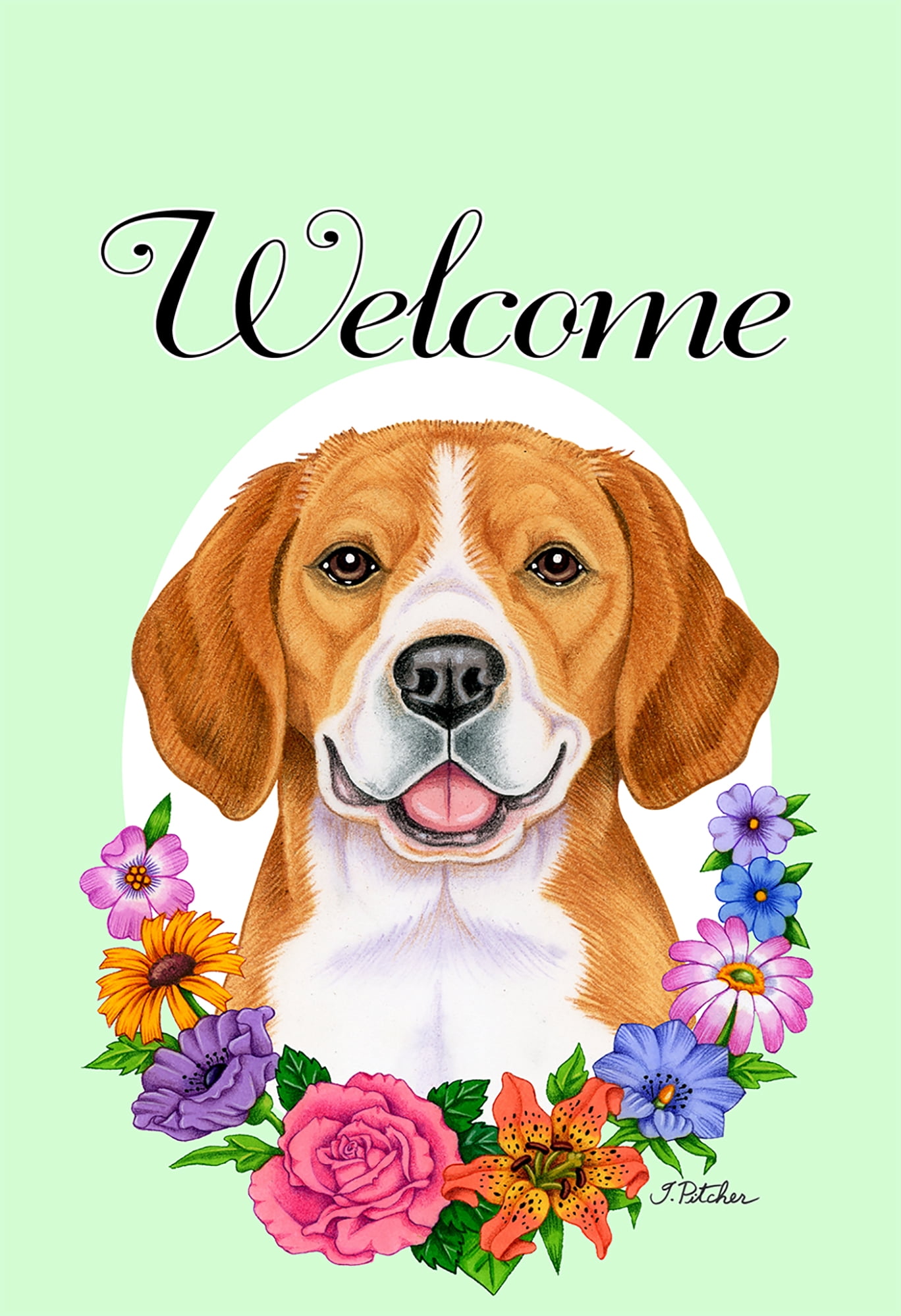 Beagle - Best of Breed Welcome Flowers House Flags - Walmart.com