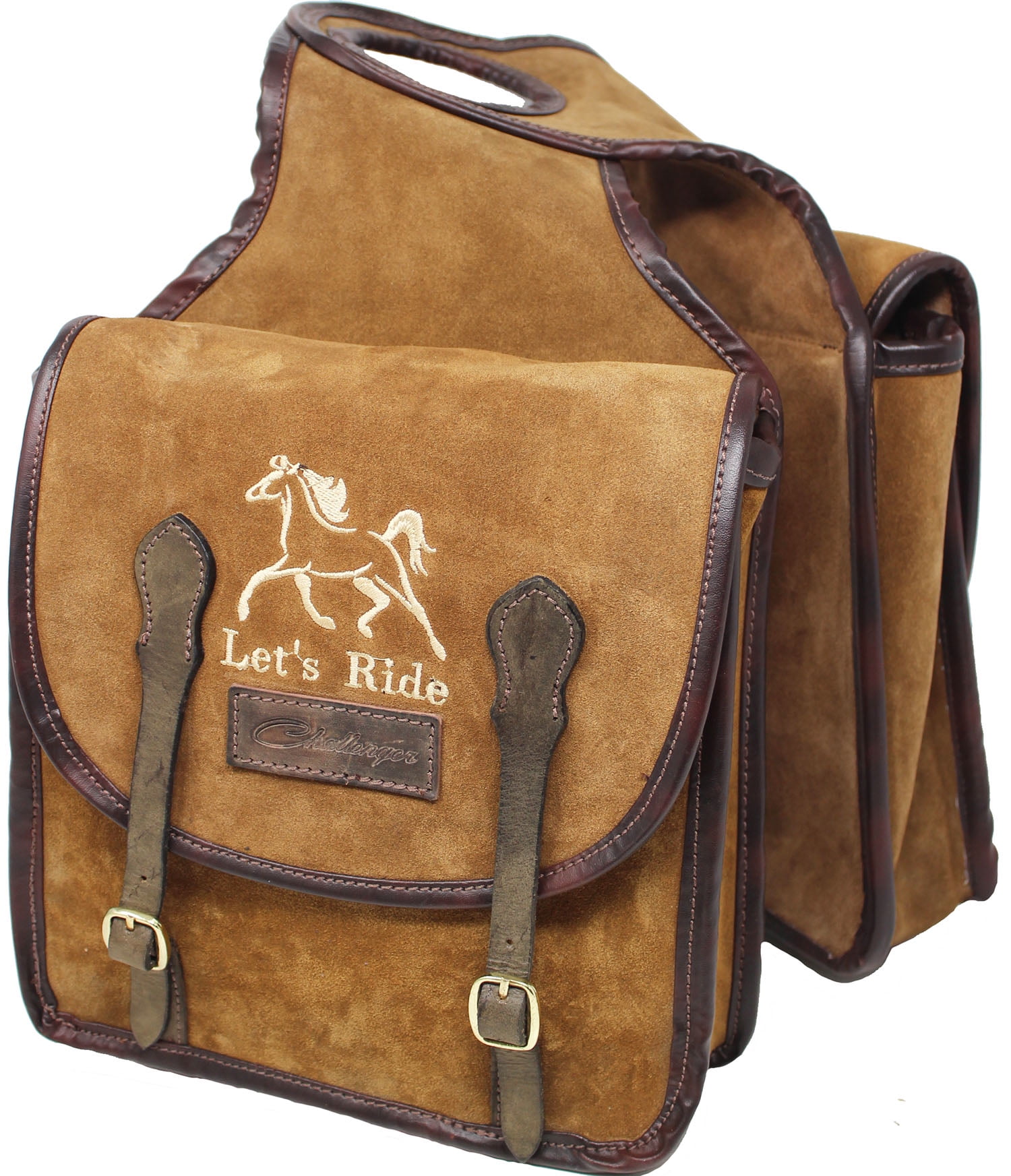 Tough-1 Soft Leather Saddle Bag Two Pockets Saddle Strings/Dee Ring Attachments 