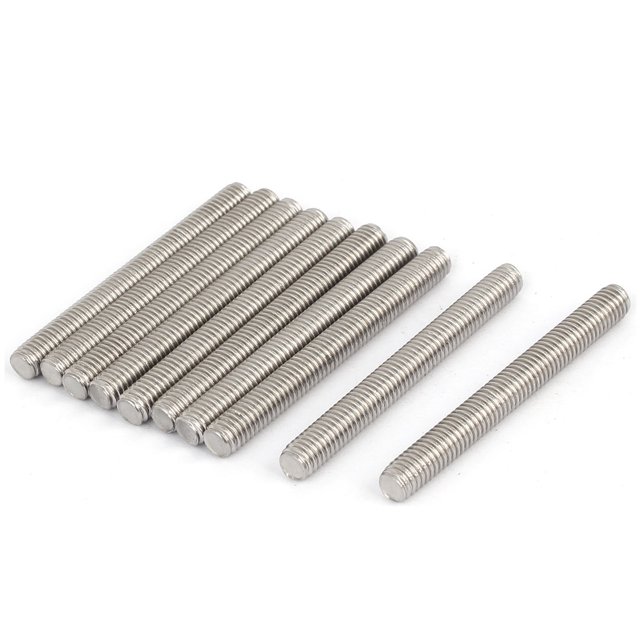 Unique Bargains M6 x 55mm 304 Stainless Steel Fully Threaded Rod Bar Studs Silver Tone 10 Pcs