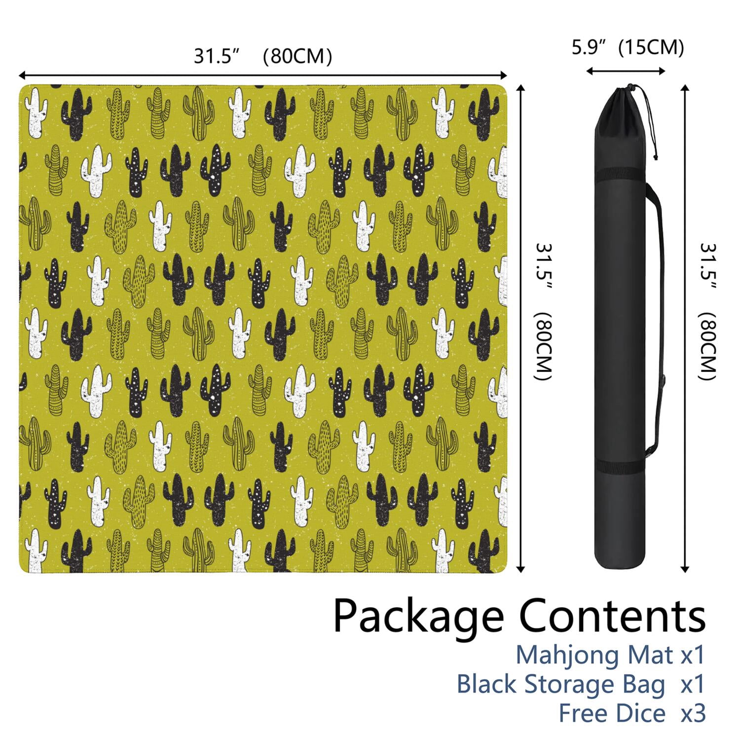 Large Plants Pattern Game Mat 31.5x31.5 Inches Constructed from Premium Rubber with Anti-Slip Grip and Noise Dampening for Cards Tiles Games