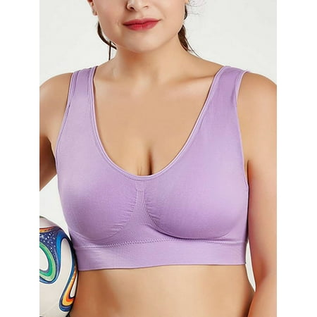 

Cilcicy Women Plus Size Wide Strap Sports Bra Shockproof Jogging Underwear