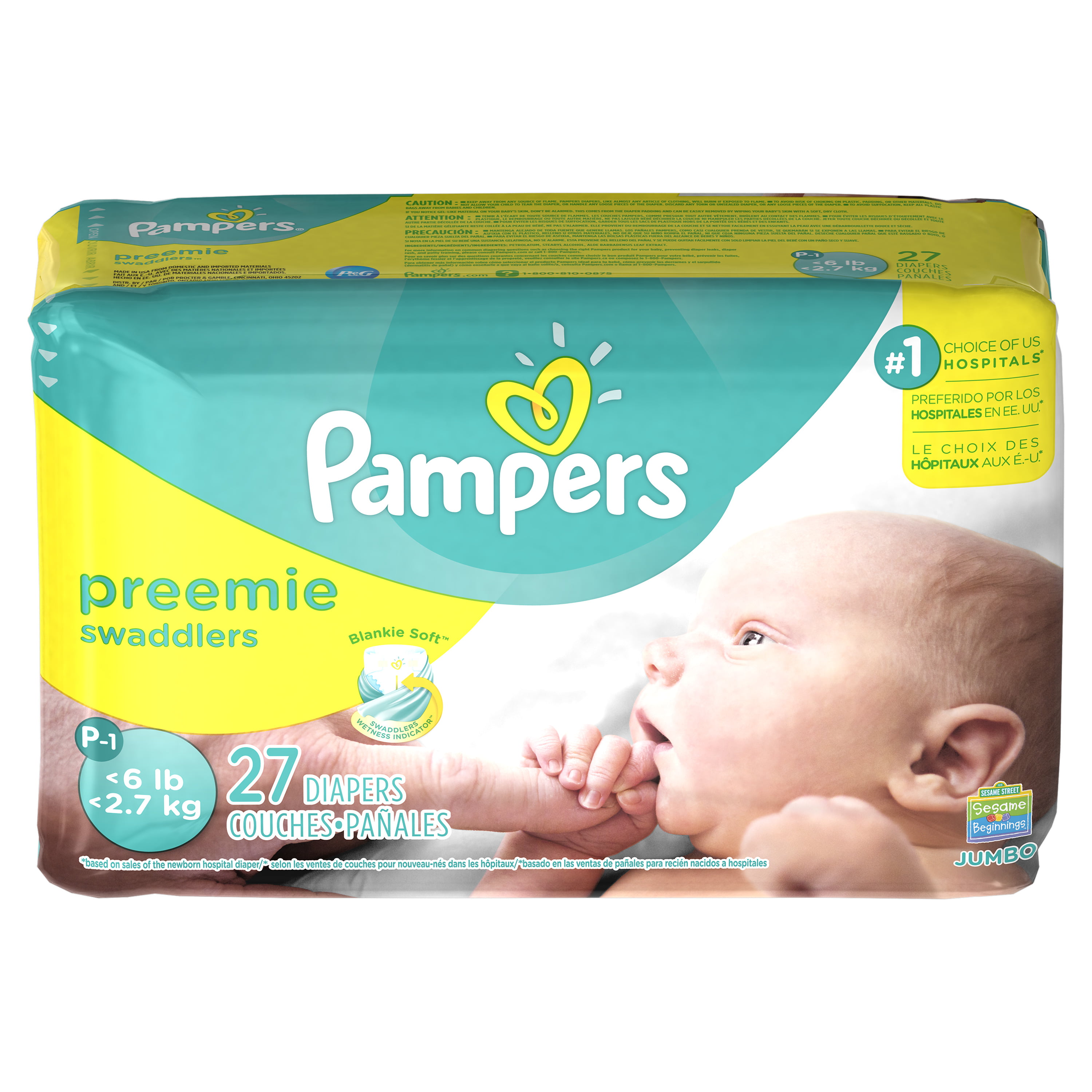 Absorbent Preemie Diapers, Size P-1 