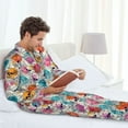 thumbnail image 5 of KLL Skulls and Roses Sleepwear Mens Flannel Pajamas,Long Cotton Pj Set, 5 of 7