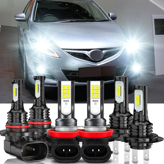 For Mazda 6 2011 2012 2013 Mazda 6 9005 H7 H11 LED Headlight   Fog Light Bulbs 6x