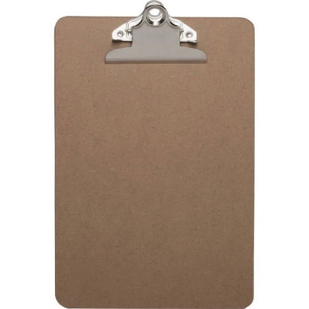 Business Source Standard Metal Clip Clipboard Standard - 6" x 9" - Hardboard - Brown - 1 Each