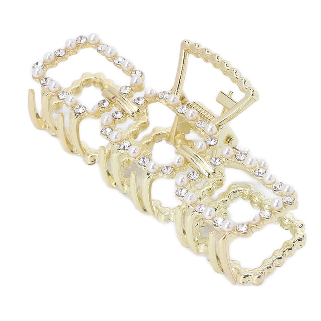 Pinza Para El Pelo De La Mandíbula, Pinza Para El Pelo De Aleación, Pinzas Para El Pelo, Moda Para Mujeres Y Niñas, Para Cabello Grueso Para Peinar El Cabello Cergrey Diamantes de imitación cuadrados de perlas de imitación