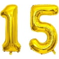 thumbnail image 2 of 51 Number Balloons 40 Inch Gold Jumbo Numbers 15 Foil Mylar Balloon for 15th or 51 Years Old Theme Party Events Decorations Supplies, 2 of 5