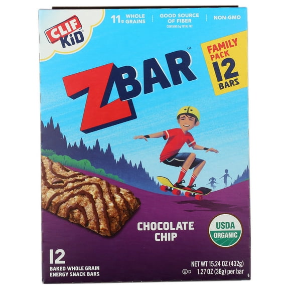 Clif, Bar Z Chocolate Chip Organic 12 Count, 15.24 Ounce - Pack of 2