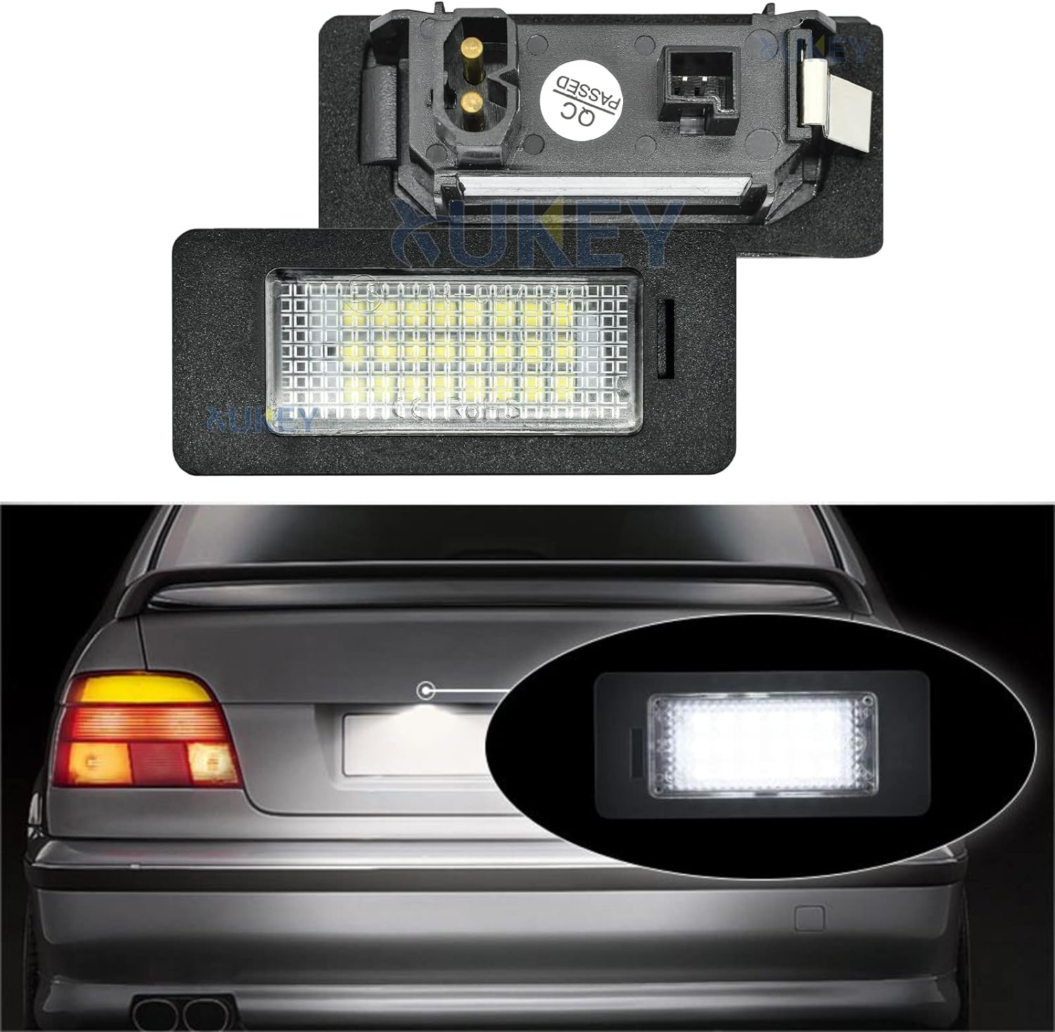 2PCS LED License Plate Light Lamp for BMW 1 3 5 X Series E82 E88 E90 E91 E92 E93 E39 E60 E61 X1 X3 X5 X6 Rear Tag Lights Assembly Replacement, 6000K Xenon White&Error Free