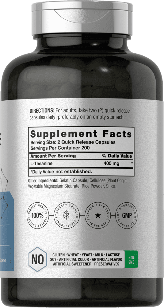 L Theanine 400mg | 400 Capsules | Max Size | by Horbaach