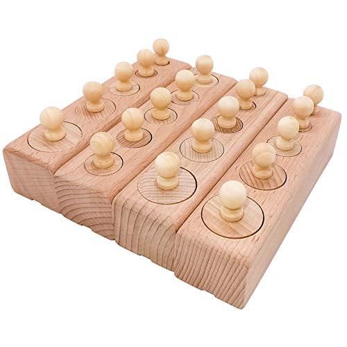 Montessori Sensorial Material Knobbed Cylinder Blocks Kids Educational Toy 