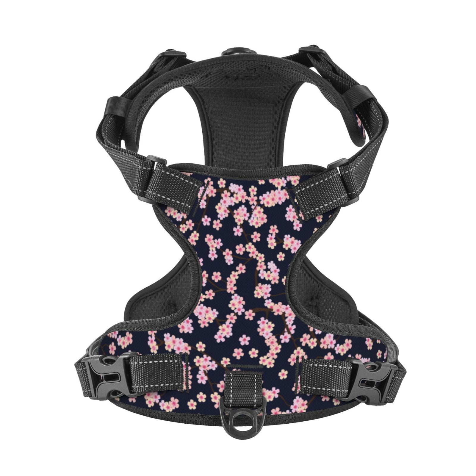 Kdxio Flower Print No Pull Dog Harness Adjustable Reflective Oxford Easy Control Medium Large Dog Harness for Training and Everyday-Small