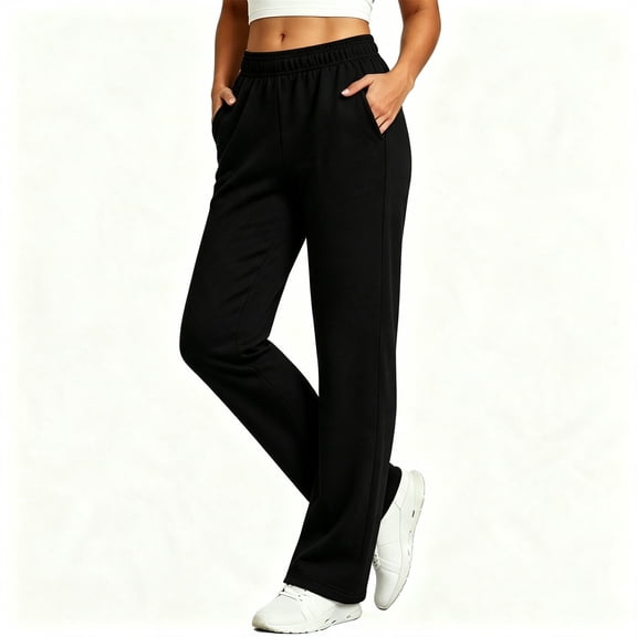 Caywon Women's Straight Leg Sweatpants High Waisted Lounge Pants with Pockets, Casual Elastic Waist Relaxed Fit Everyday