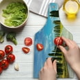 thumbnail image 3 of Italian Cutting Board, View of Earth Road Path Between Trees Row in Mediterranean Historic Culture, Tempered Glass Cutting and Serving Board, Wine Bottle Shape, Cream Green Blue, by Ambesonne, 3 of 5