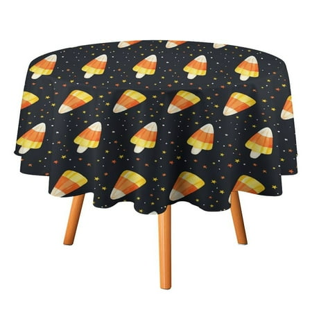 

JINGDS Bright Candy Corn Halloween Stars-89 Round Table Cloth Halloween Tablecloth Thanksgiving Day Table Cloth Round Cover Circle Tablecloth for Halloween Thanksgiving Fall Party
