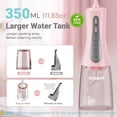 thumbnail image 4 of 2026 upgraded portable wireless water flosser, 350ml water tank and travel storage bag, 5 modes with 7 waterproof, suitable for home and travel, charging electric flosser for teeth cleaning (pink), 4 of 4