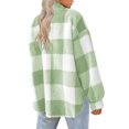 thumbnail image 5 of lcziwo Lightning Prime Today Womens Plus Size Flannel Jacket Button Down Long Sleeve Plaid Coats 2024 Winter Trendy Lapel Collared Thicken Warm Outerwear,Mint Green,XXXXXL, 5 of 8