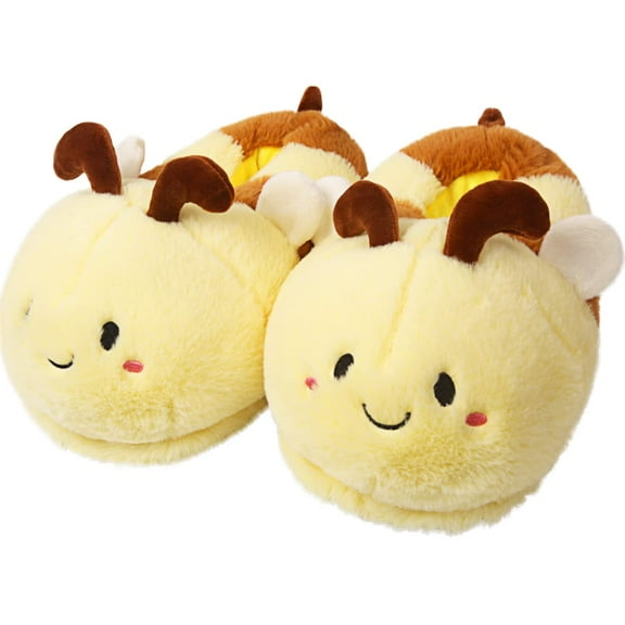 Women Animal Bee Slippers: Cute Novelty Warm House Shoes Memory Foam Cartoon Outdoor Slippers for Adults（Size：9-10）