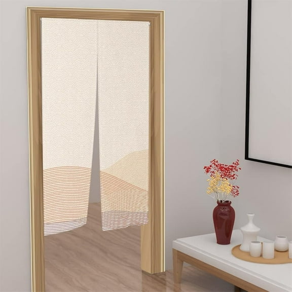 ABCISI Noren Curtain, Traditional Japanese Noren Doorway Curtain, Window Treatment Tapestry Polyester for Room, Divider Curtains Kitchen Home Decorations 33.5" Width x 70.9" Long (Stream-Lined Wave)