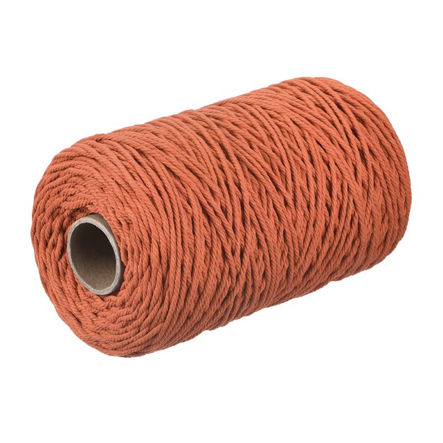 Macramé Cordón Brillante Marrón 300m/328 Yardas 3mm Diámetro Algodón Cuerda Cordel Cuerda Retorcido Trenzado Cordón para Planta Colgador, Tejer, Macramé Anudar