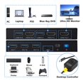 thumbnail image 2 of Tcnewcl Conmutador Kvm Hdmi 8K 2 Puertos 8K@60Hz 4K@120Hz Conmutador Kvm Usb 3.0 Para 2 Computadoras Compartidas 1 Monitor Hd Y 3 Dispositivos Usb 3.0 Incluidos 2 Cables Hdmi 2.1 Y 2 Cables Usb 3.0, 2 of 5