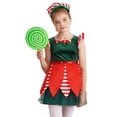 thumbnail image 2 of Zaldita Kids Girls Christmas Santa Claus Dress Xmas Elf Outfit Velvet Dance Tutu Dress Fancy Dress Up Green 14, 2 of 7