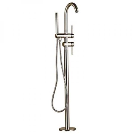 Zovajonia Brushed Nickel Floor Mounted Bathtub Shower Faucet Set 2