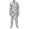 thumbnail image 3 of Uemuo Strawberry And Flowers Pattern 2-Piece Loungewear Set - Men’s Soft Sleepwear, Cozy Winter PJs, Comfy Sleep Set-XX-Large, 3 of 7