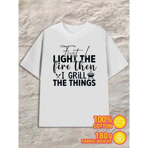 Grill Master Tee for men white 180G 100% Cotton Weekend casual wear Fashion Unisex Shirt Crewneck tshirts Classic Unisex Shirt Cotton tshirts Retro Unisex Shirt Cotton tshirts