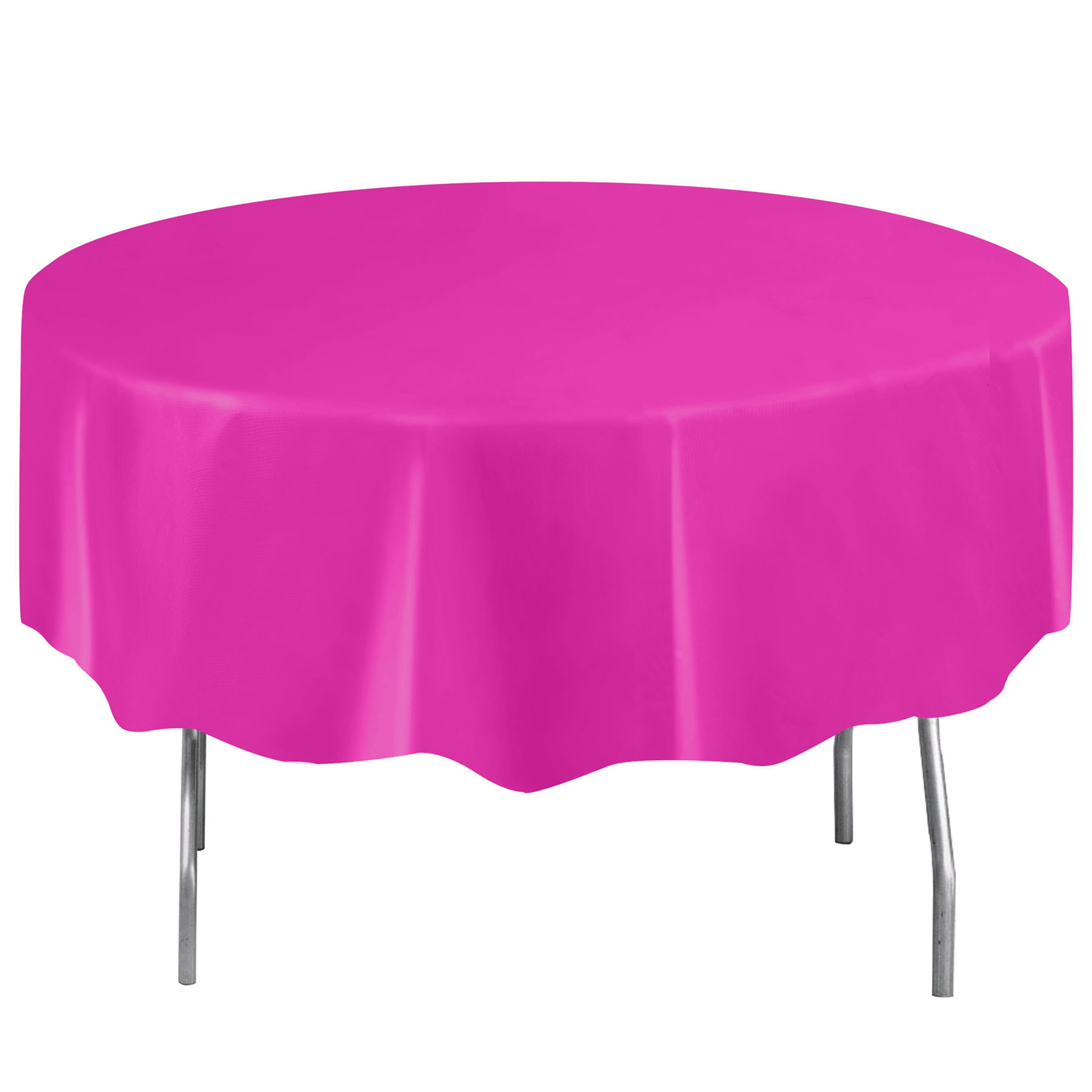 Plastic Round Tablecloths 84 In Neon Pink 2ct