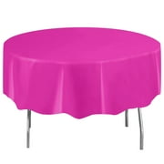 Way to Celebrate! Neon Pink Plastic Tablecloth, Round, 84in, 2ct