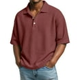 thumbnail image 2 of Qwertyu Mens Polo Shirts Short Sleeve Plus Size Collared Henley Waffle Shirt Summer Lightweight Golf Shirts Beach T-Shirts Wine M, 2 of 8