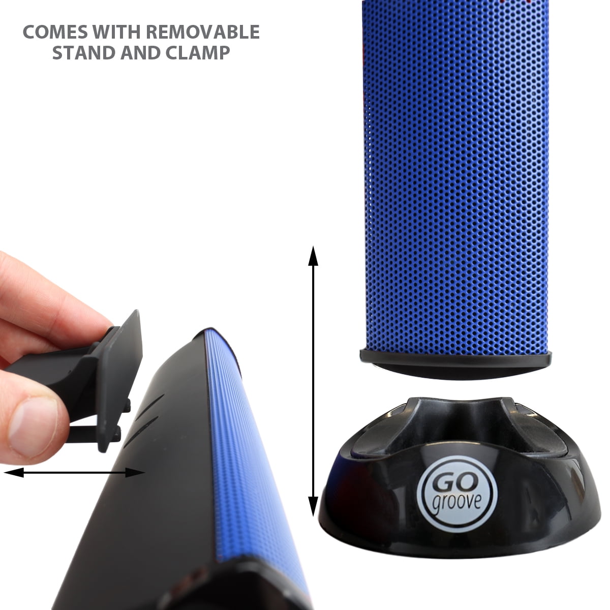 GOgroove SonaVERSE USB Speakers for Laptop Computer - USB Powered Mini Sound Bar with Clip-On Portable External Speaker Design for Monitor, One Cable for Digital Audio Input and Power (Blue)