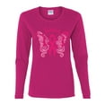 thumbnail image 2 of Wild Bobby Survivor Breast Cancer Butterfly USA Flag Sleeve Breast Cancer Awareness Women Graphic Long Sleeve T-Shirt, Fuschia, X-Large, 2 of 6