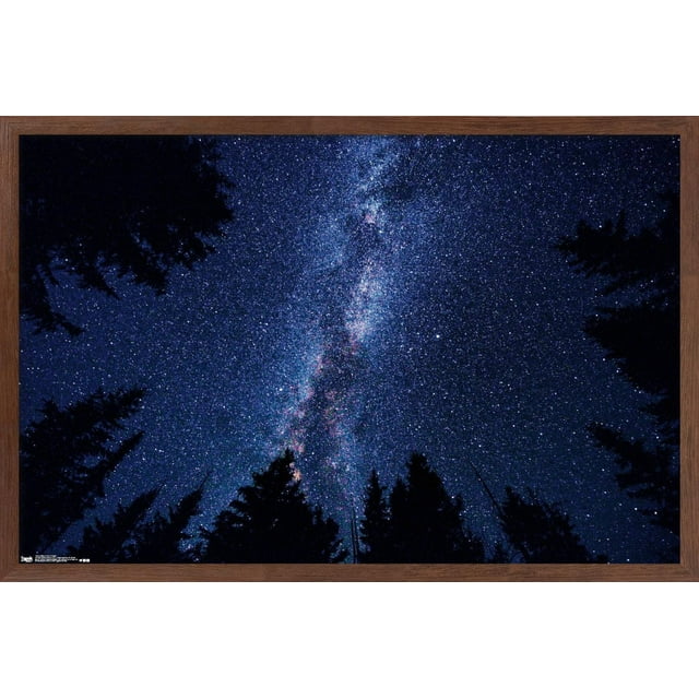 Milky Way At Night Wall Poster, 14.725" x 22.375" Framed