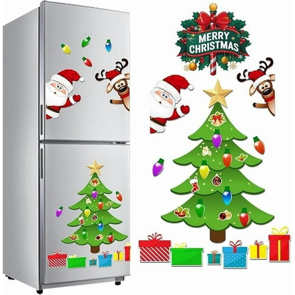 Christmas Themed Magnetic Sticker, Magnetic Christmas Tree for Refrigerator Decorations, Christmas Tree PVC Soft Magnets Set for Garage & Fridge Metal Door (SETC)