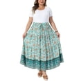thumbnail image 2 of Agnes Orinda Women's Plus Size Skirts Boho Curvy Elastic High Waist A-Line Maxi Tiered Skirts with Pockets 2X Light Green, 2 of 5