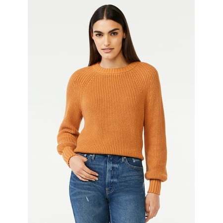 Free Assembly Women’s Shrunken Raglan Sweater with Long Sleeves