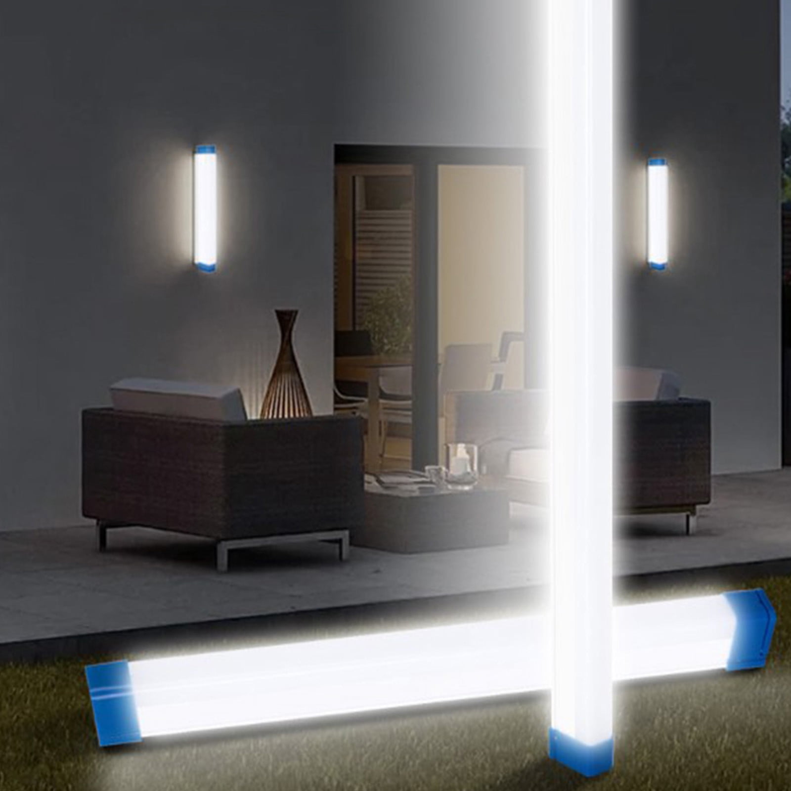 LED Emergency Light Tube USB Rechargeable Three-Speed Dimming Magnetic Hook 12.6 Inch Blue Rainproof Camping Power Outage Lamp