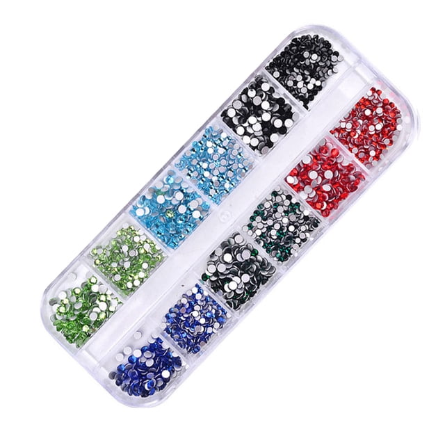 pitrice 1Box 12 Sheets Colorful Crystals Nail Art Bling Shiny Rhinestones Nail Decal Manicure Tool