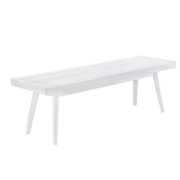 Roundhill Furniture Larwich No Rectangular Entryway Bench with Solid Wood Construction, White