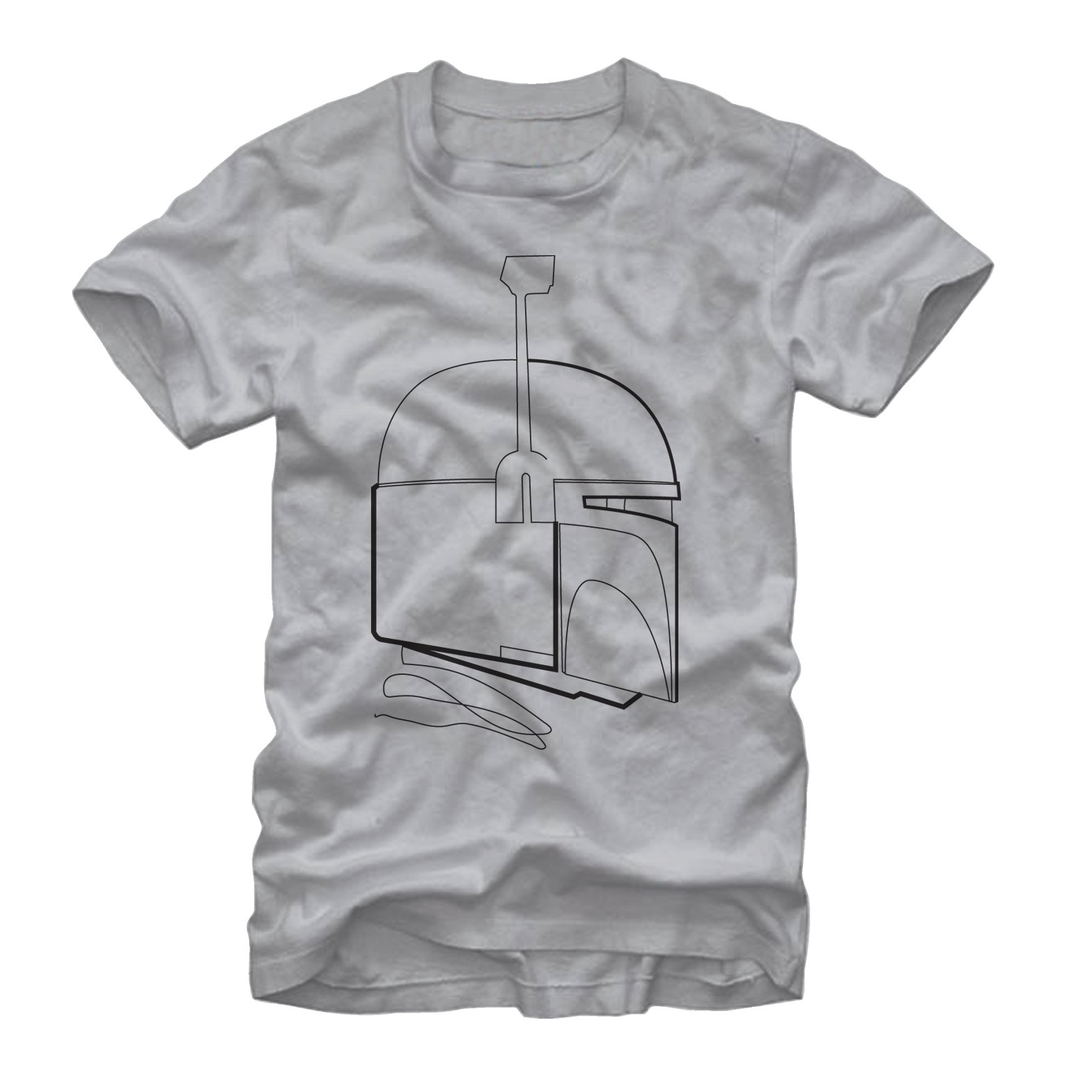 Men s Star Wars Boba Fett Helmet Outline Graphic Tee Silver Medium