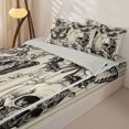 thumbnail image 3 of Manfei Halloween Vintage Skull Zipper Full Size Comforter Sets with Fitted Sheet and 2 Pillowcases, Retro Gothic Butterfly Flower Zipper Bedding Set, Cream Black White,Grey Reversible,4pcs, 3 of 6
