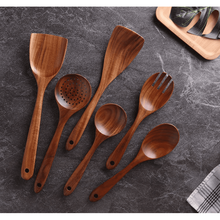 Natural Unique Cooking Tools Kitchen Utensils Teak Wood Supply Set Wooden  Cooking Cookware Nonstick Gift From Bali FREE SHIPPING 